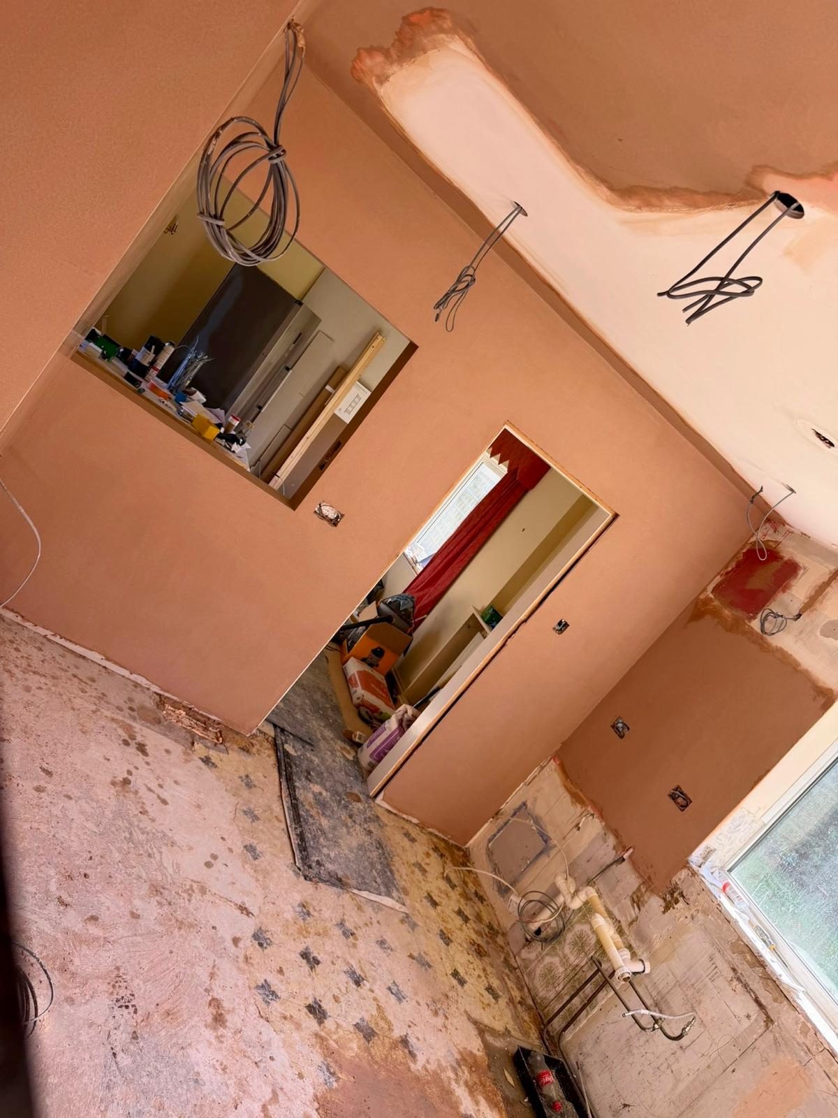 extensions knock through serving hatch plastering by SGC Carpentry & Construction, Littlehampton, West Sussex