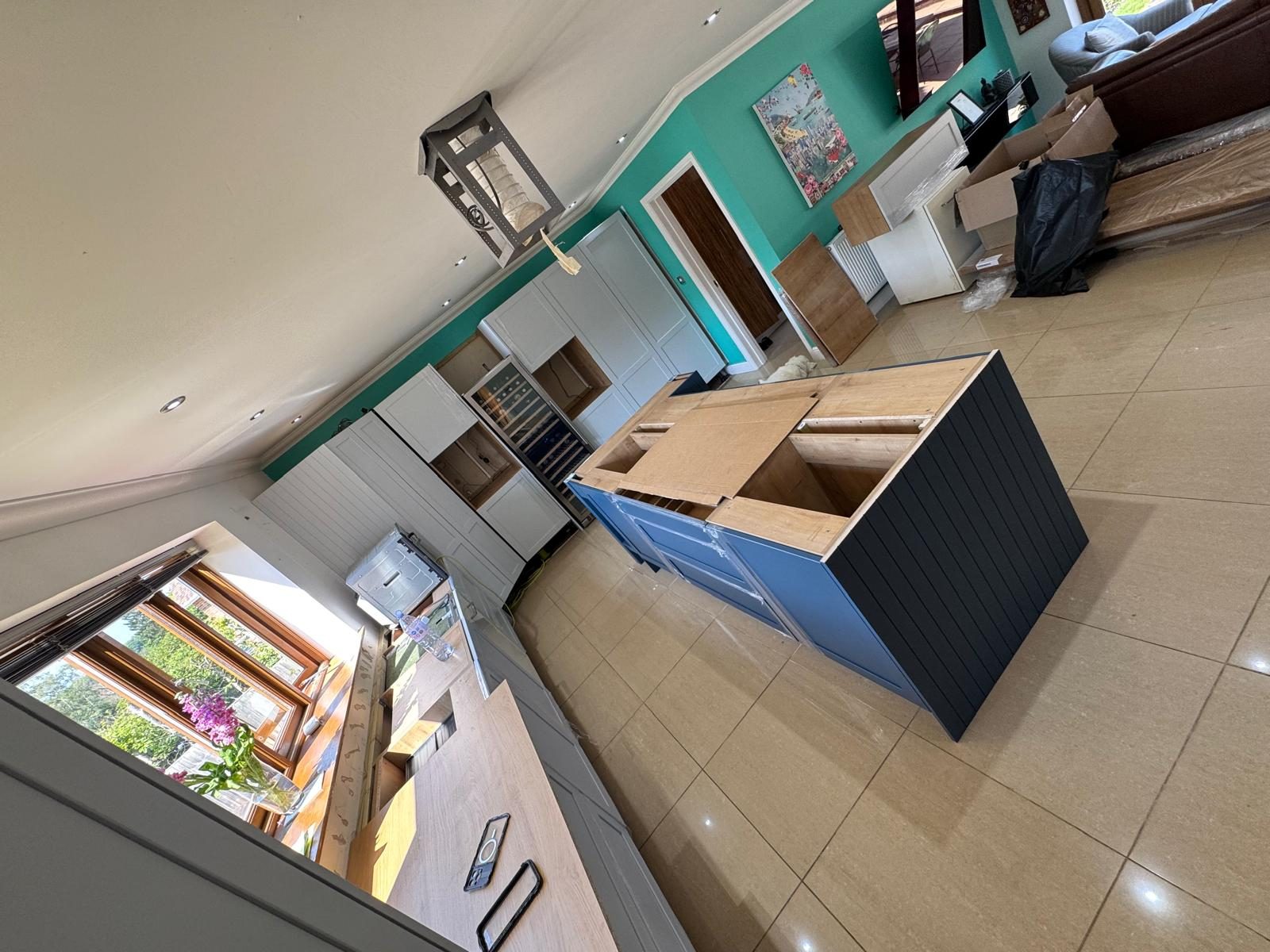 kitchen fitting kitchen island installation in progress by SGC Carpentry & Construction, Littlehampton, West Sussex