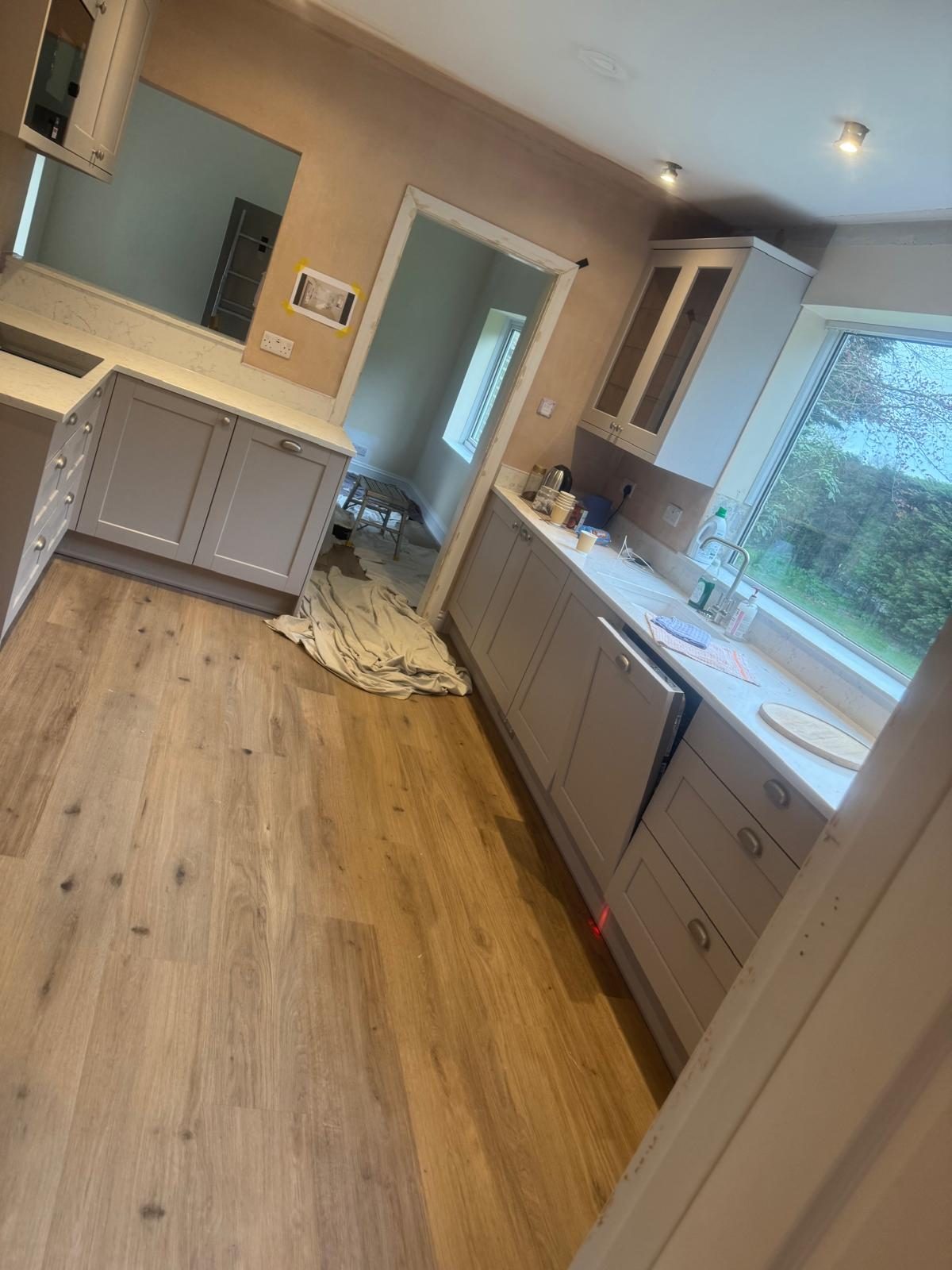 kitchen fitting grey shaker kitchen oak flooring by SGC Carpentry & Construction, Littlehampton, West Sussex